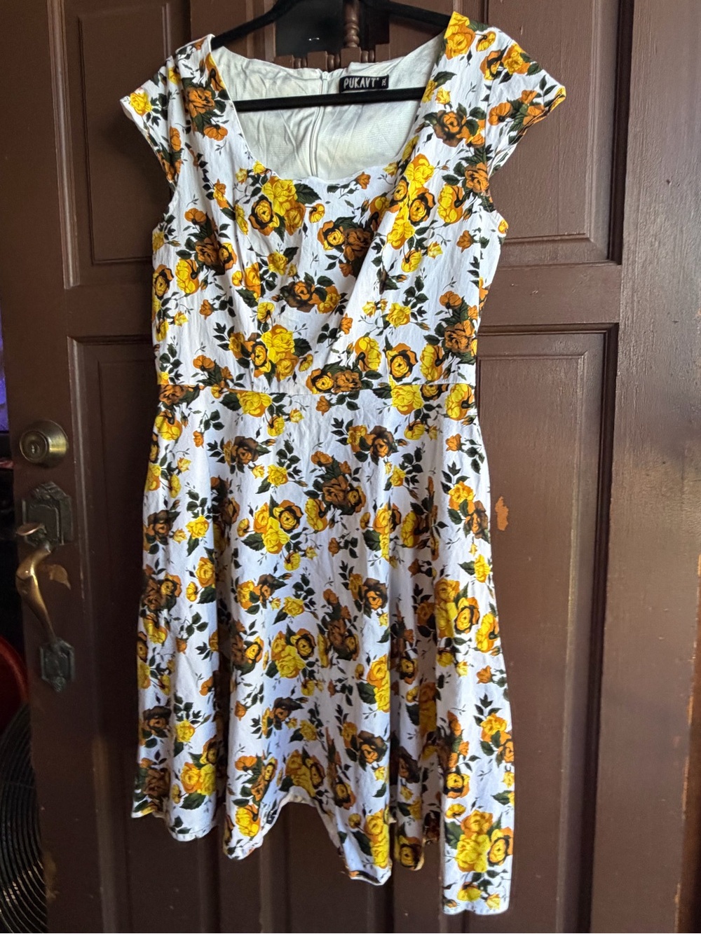 Pukavt Yellow Floral Retro Dress